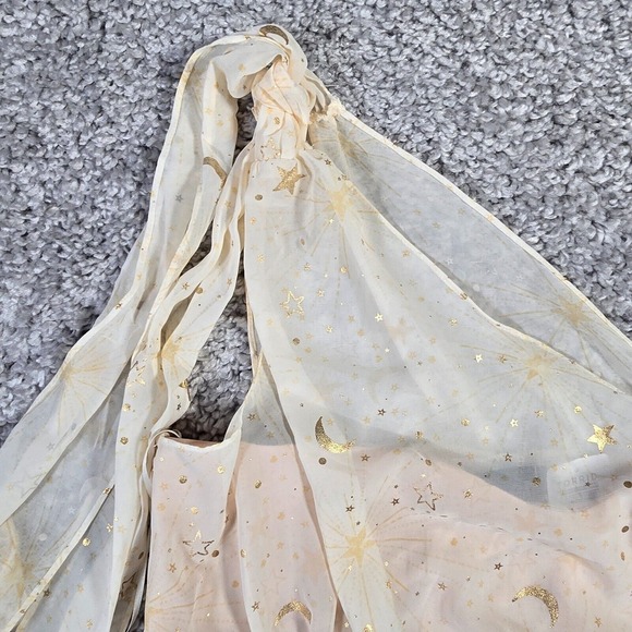 Torrid Shirt Womens Large Cream Chiffon One Shoulder Crop Top Star Moon Clusters - Picture 5 of 15